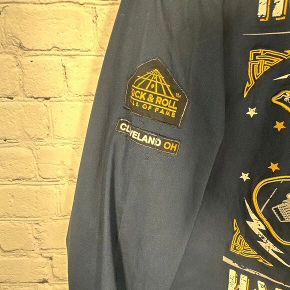 Rock & Roll Hall of Fame Shirt Mens Large Blue Button Down Unique Cleveland - Picture 3 of 7